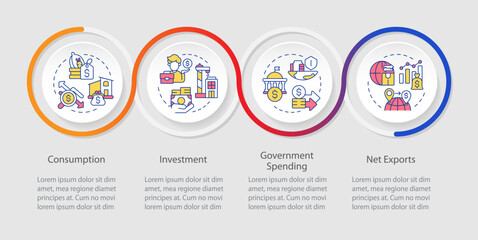 Socioeconomic financial statements loop infographic template. Data visualization with 4 steps. Editable timeline info chart. Workflow layout with line icons. Myriad Pro-Regular font used