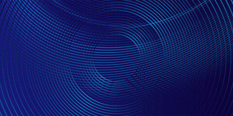 Blue abstract background with blue glowing geometric lines. Modern shiny blue oval lines pattern. Curved lines. Futuristic technology concept. Suit for banner, brochure, corporate, poster blue