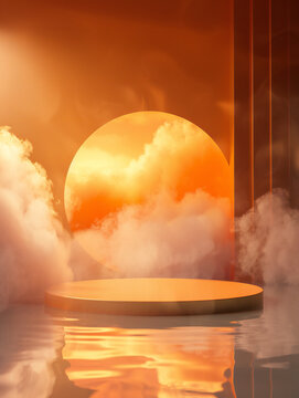 orange gradient beauty podium backdrop for product display 