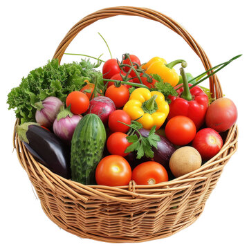nature fresh Vegetable basket on transparency background PNG