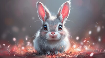Enchanting Fantasy Easter Bunny in Magical Forest Lights
