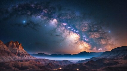 Galaxy milky way over the mountain