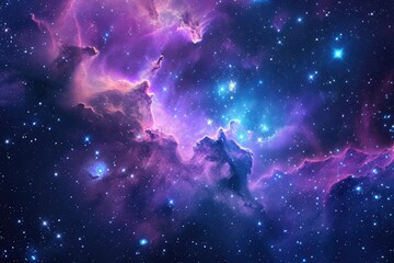 Fototapeta na wymiar Colorful Space Filled With Stars and Clouds, Aurora Borealis Over an Alpine Landscape, Vivid nebula cloud nestled in a starlit space background, AI Generated