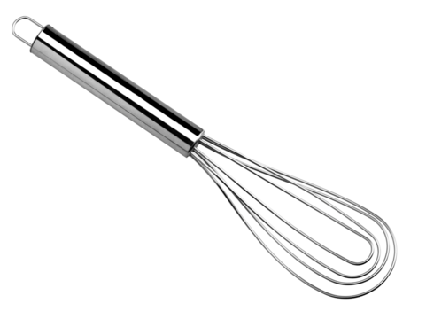 Stainless steel whisk isolated on white background