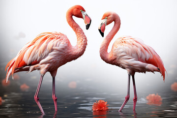 Two Flamingos in a dry river
