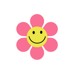 Funny groovy flower cartoon character