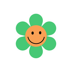Funny groovy flower cartoon character