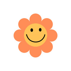 Funny groovy flower cartoon character