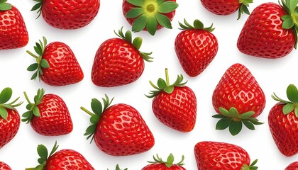 Seamless Pattern of Red Strawberries: Vector Design