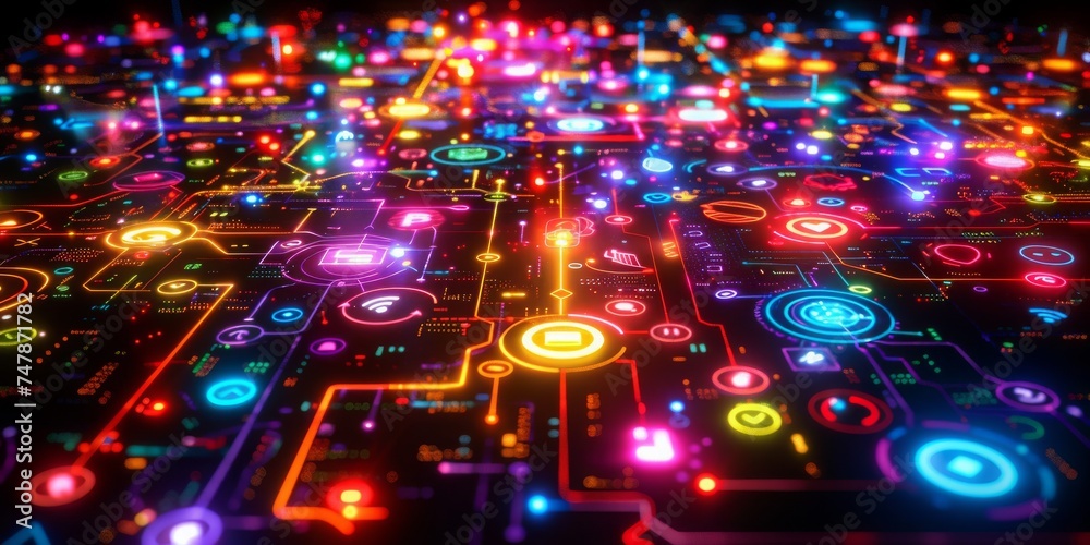 Poster A Dazzling Display of Futuristic Circuitry Signifying the Pulse of Modern Technology, Generative AI