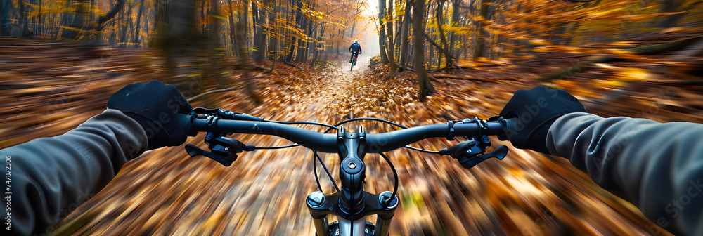 Canvas Prints a person is riding a mountain bike