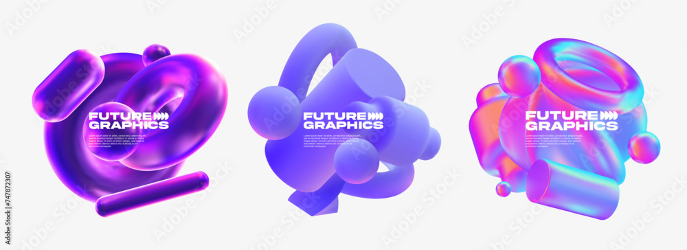 Fototapete 3d shapes composition for text blocks. eps10 vector.