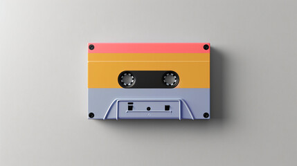 pastel color cassette isolated on colorful background, mock up 
