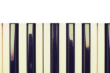 Obraz premium Business card for musicians, entertainment producers, piano keys on a white