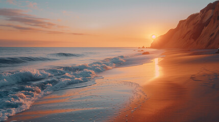 Fototapeta na wymiar beautiful sunset at the exotic tropical beach