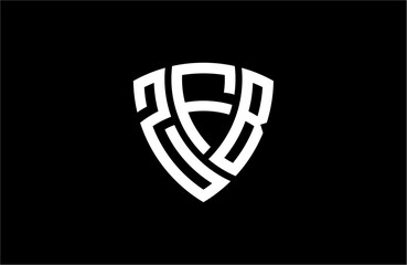 ZFB creative letter shield logo design vector icon illustration