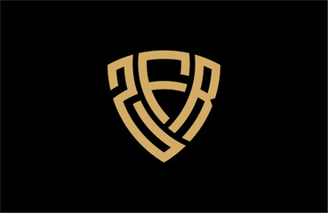 ZFR creative letter shield logo design vector icon illustration