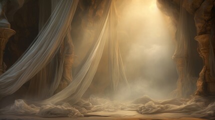 Ethereal environment with cloth - obrazy, fototapety, plakaty