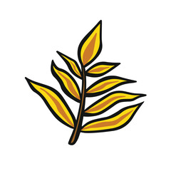 Tropical plant leaf yellow sticker illustrations