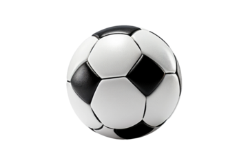Soccer Ball. A black and white soccer ball is positioned on a clean white background. The classic design of the ball stands out against the stark backdrop, highlighting its iconic pattern and shape.