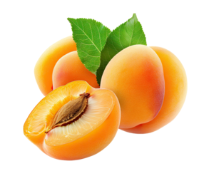 Delicious apricots with leaves, cut out