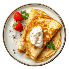 crepes with cottage cheese and sour cream on transparency background PNG