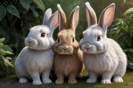 Three rabbits group