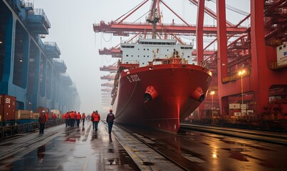 Group of People Standing in Front of Large Ship