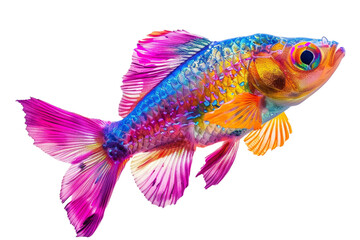 A solitary rainbow fish glistens with vibrant aquatic radiance object on a transparent background. 