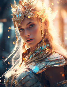 RPG DND fantasy character for Dungeons and Dragons, Roleplay, Avatar, Female, Hero, Adventurer, Valkyrie, Goddess