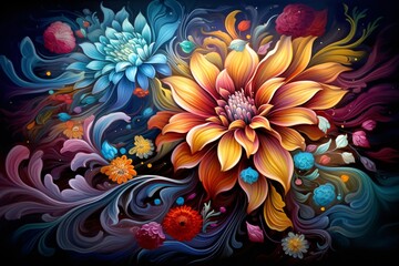 Fototapeta na wymiar a colorful flower painting