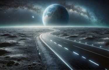 a paved road on the moon's surface