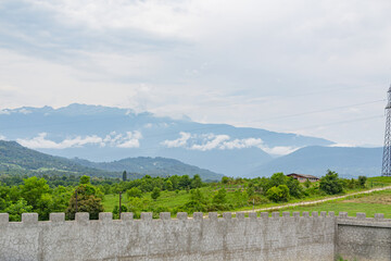Fototapeta premium View of the mountain landscape from the protected areas of the Caucasus