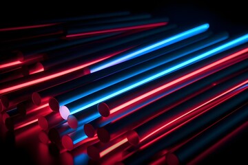 wallpaper with neon tube sticks that is clear, multicolored, cosmic, brilliant, and fascinating, A thrilling scenario where brilliant objects and flashing neon lights illuminate the ominous background