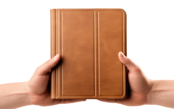 A person is holding a black iPad case in their hands, displaying the sleek design and functionality of the product.