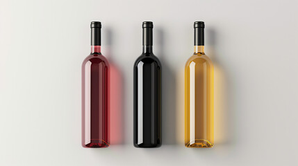 set of  wine bottles blank labels mock up isolated on white background  - obrazy, fototapety, plakaty