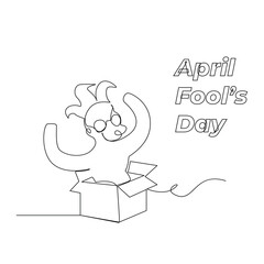 April fools day continuous one line art drawing vector design and illustration