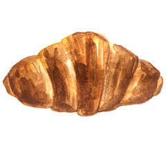 Watercolor collection of croissant on a light background illustration.