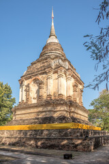 View at the Stupa near Wat of Jed Yod in the streets of Chiang Mai town in Thailand. - 747882158