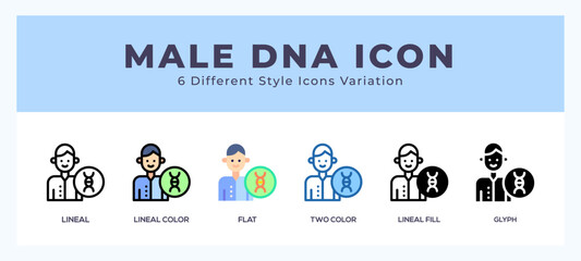 Male dna icon illustration vector with different styles