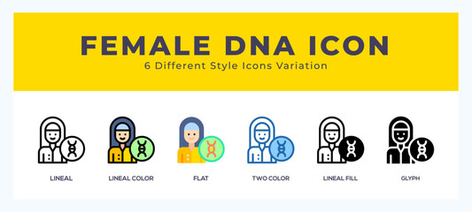 Female dna icon symbol. logo illustration with different styles