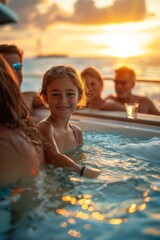 Professional Photography of a Family Enjoying a Fun-Filled Vacation Onboard a Luxury Yacht, Generative AI