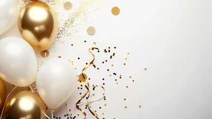 Balloons with confetti. Background template design with helium balloons for Party for Birthday and anniversary celebration, carnival. weddings and valentine's day and international women's day