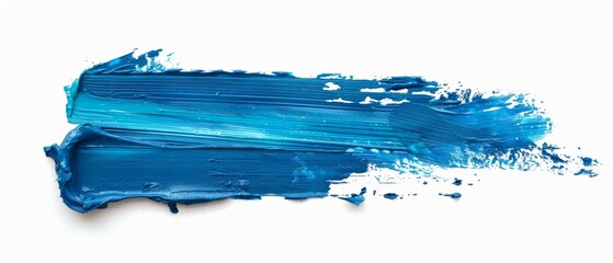 Blue acrylic oil paint background banner - Abstract stroke / splash stains blobs brush liquid cream...