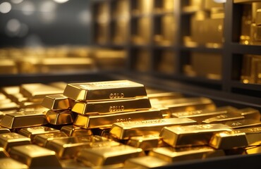 Gold bars are in the bank's vault