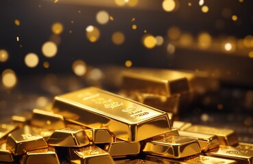 Gold bars are in the bank's vault