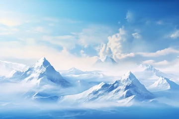 Crédence de cuisine en verre imprimé Everest a snowy mountains with clouds