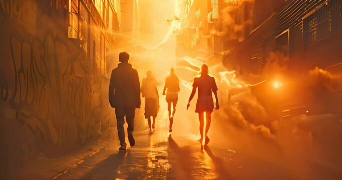 people in mysterious glow