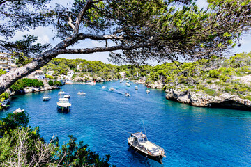 Beautiful views of Cala Figuera in Santanyi, Mallorca, Balearic Islands, Spain