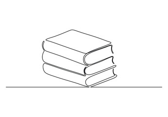 Single continuous line drawing of book stack. Isolated on white background vector illustration. Free vector